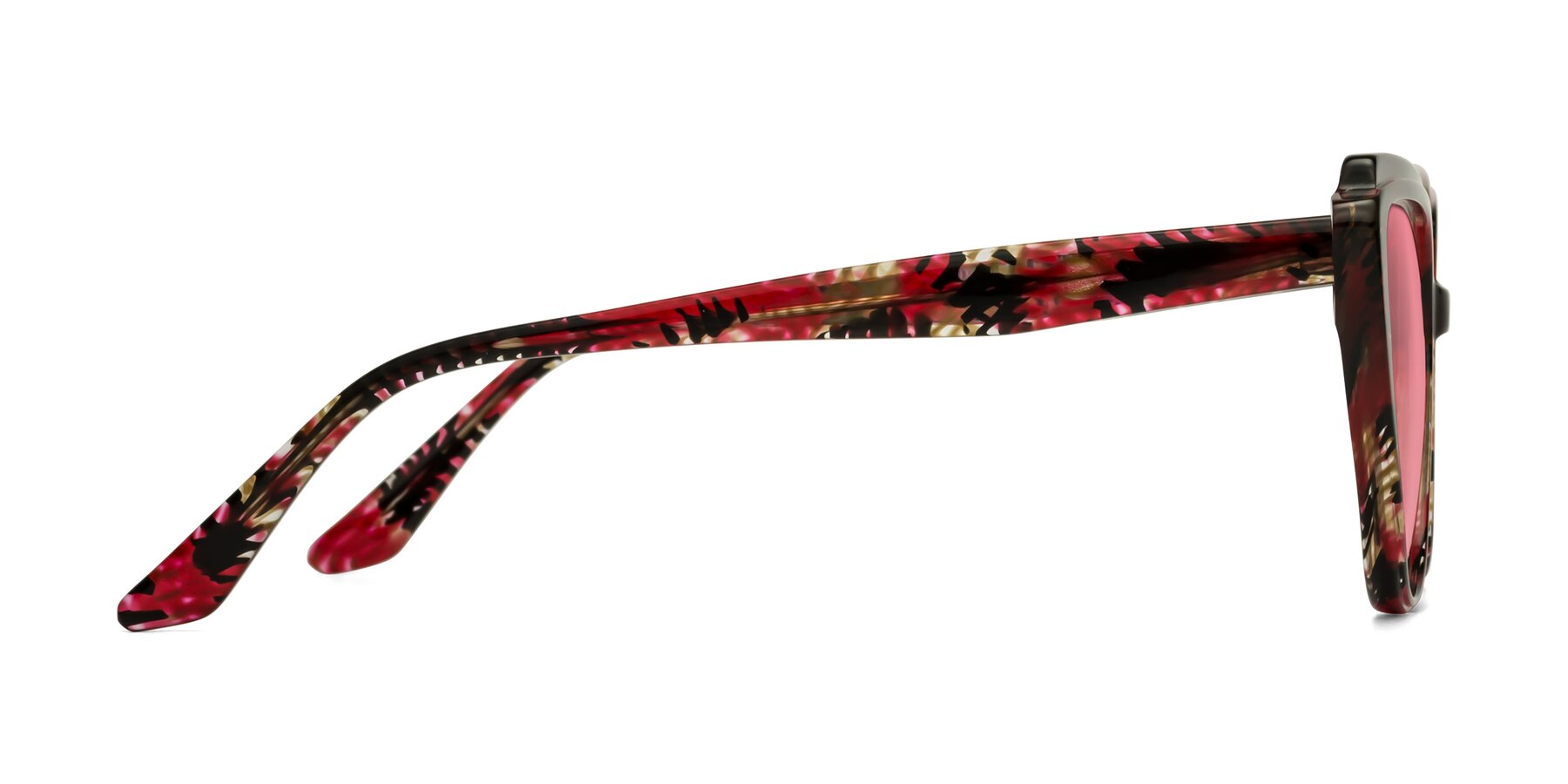 Side of Zubar in Wine Snake Print with Pink Tinted Lenses