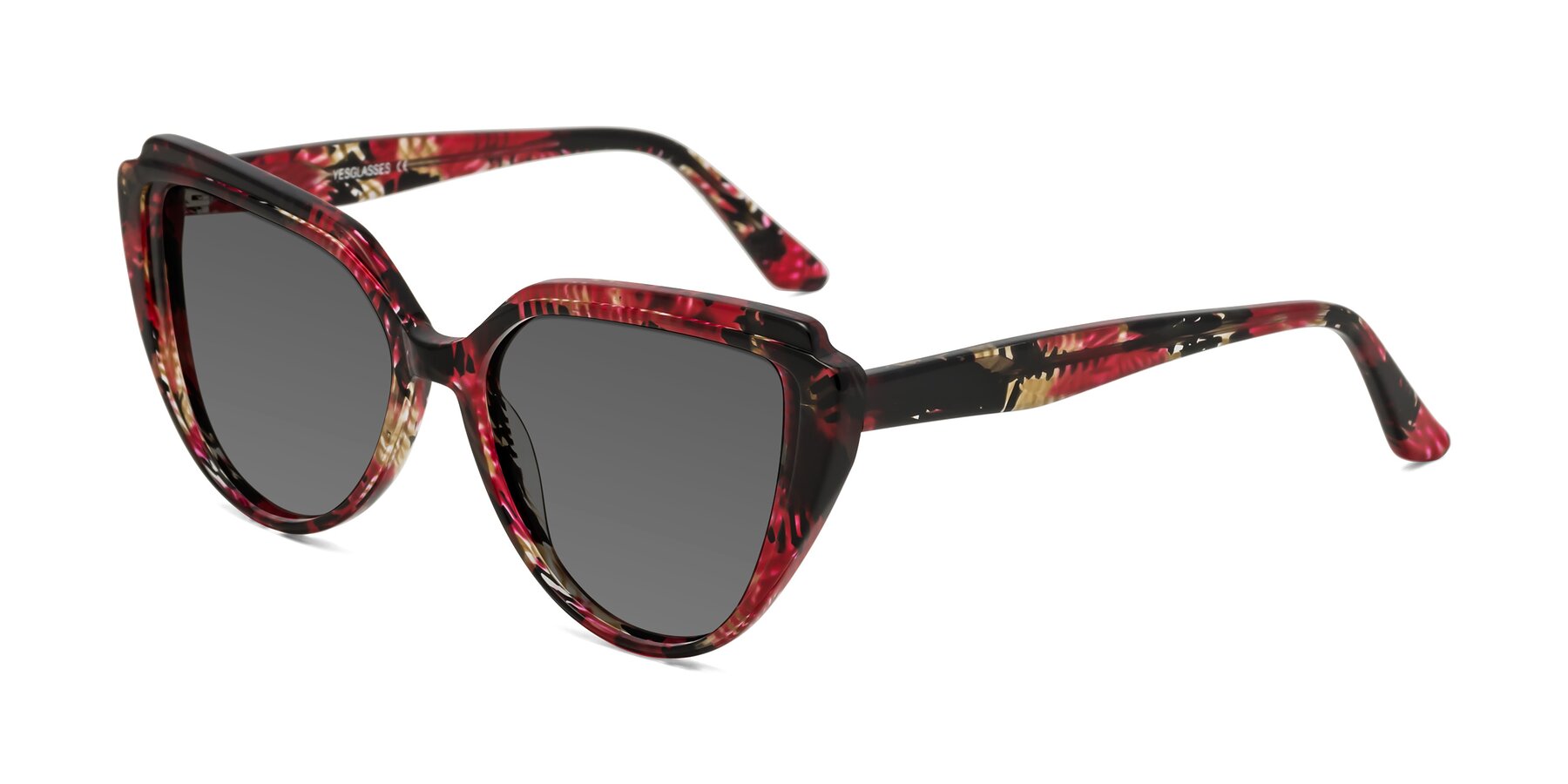 Angle of Zubar in Wine Snake Print with Medium Gray Tinted Lenses