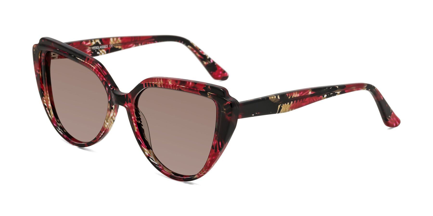 Angle of Zubar in Wine Snake Print with Medium Brown Tinted Lenses