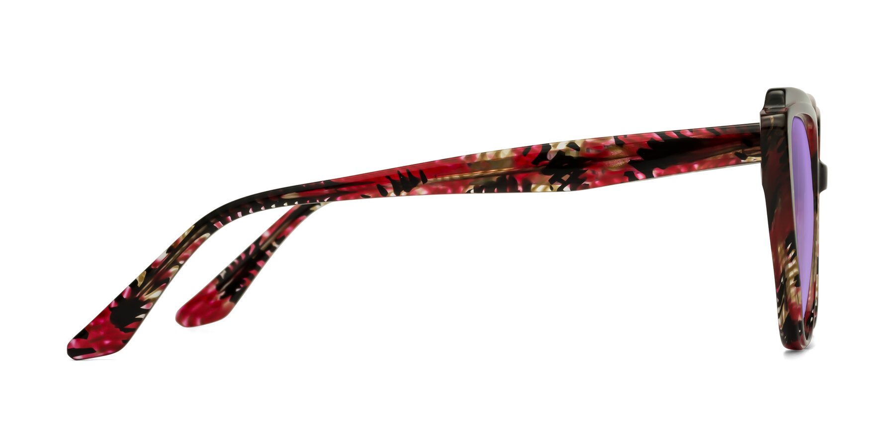 Side of Zubar in Wine Snake Print with Medium Purple Tinted Lenses