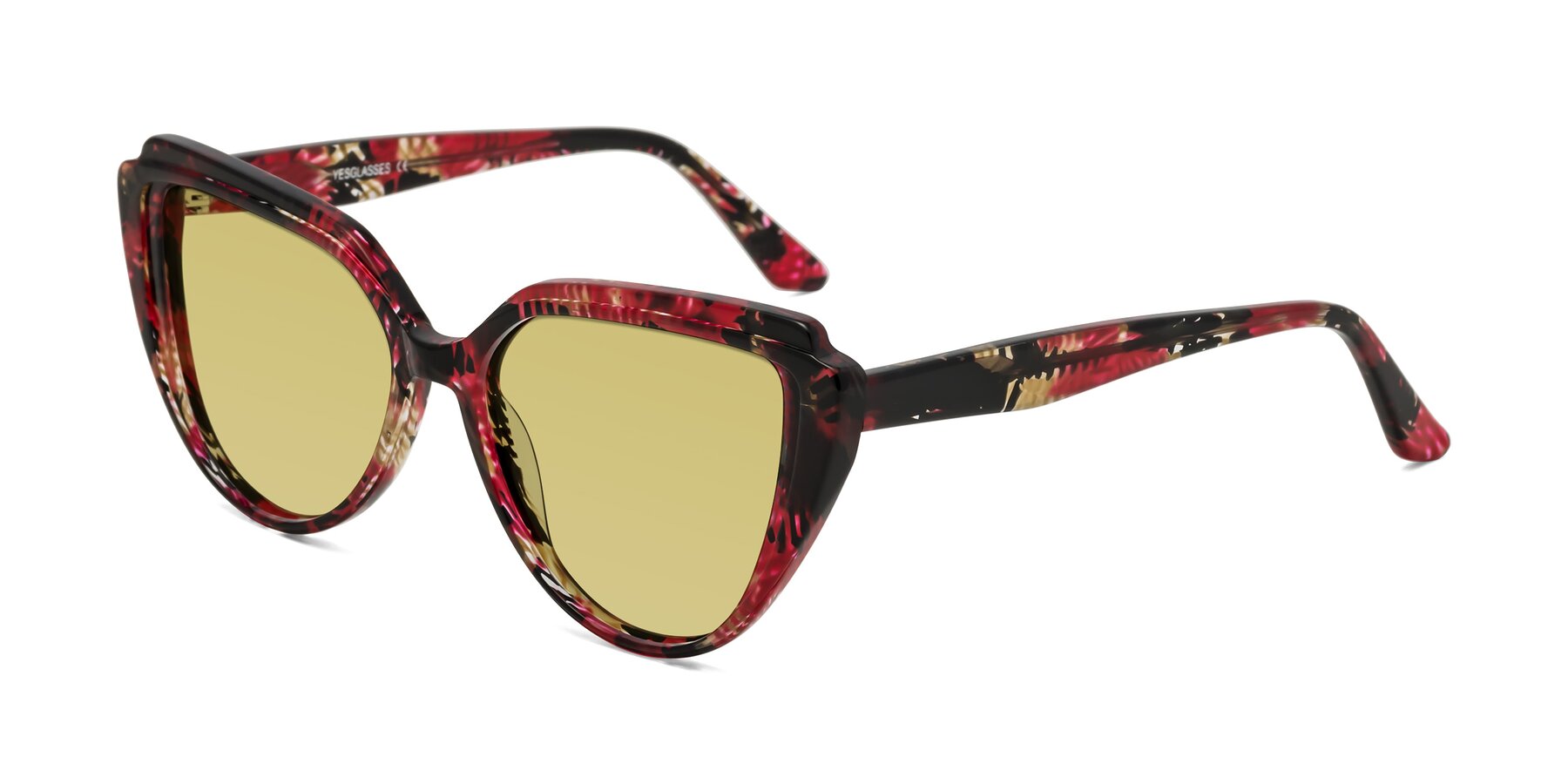 Angle of Zubar in Wine Snake Print with Medium Champagne Tinted Lenses