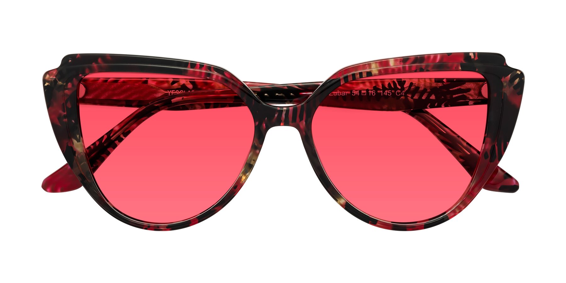 Folded Front of Zubar in Wine Snake Print with Red Tinted Lenses