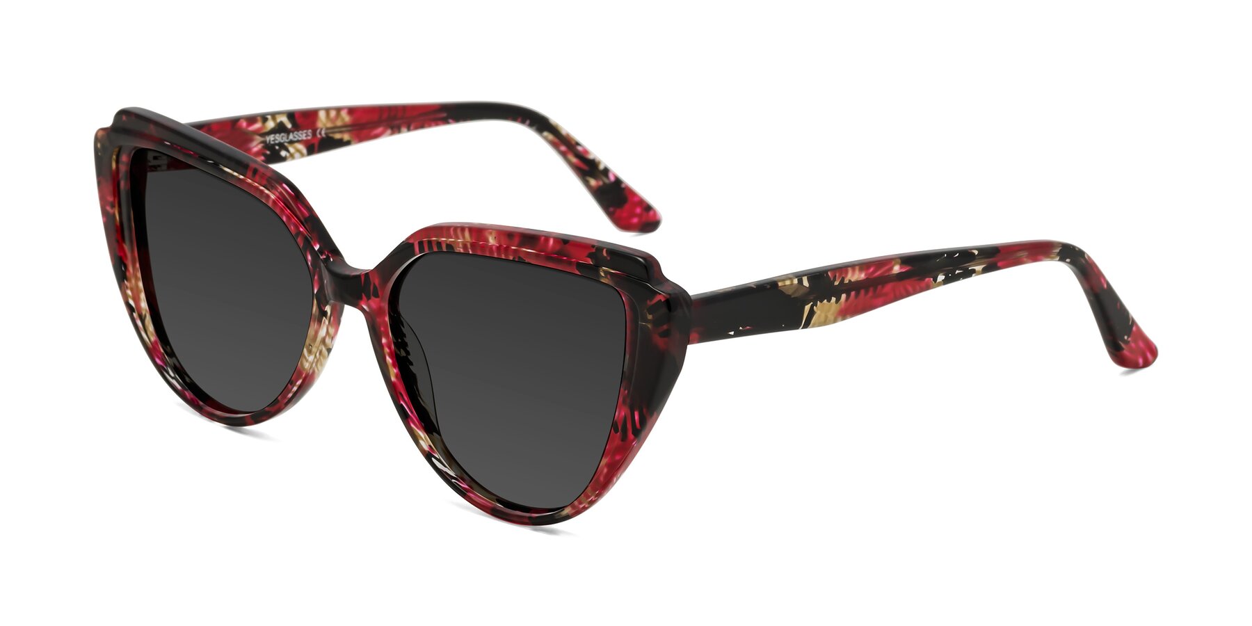 Angle of Zubar in Wine Snake Print with Gray Tinted Lenses