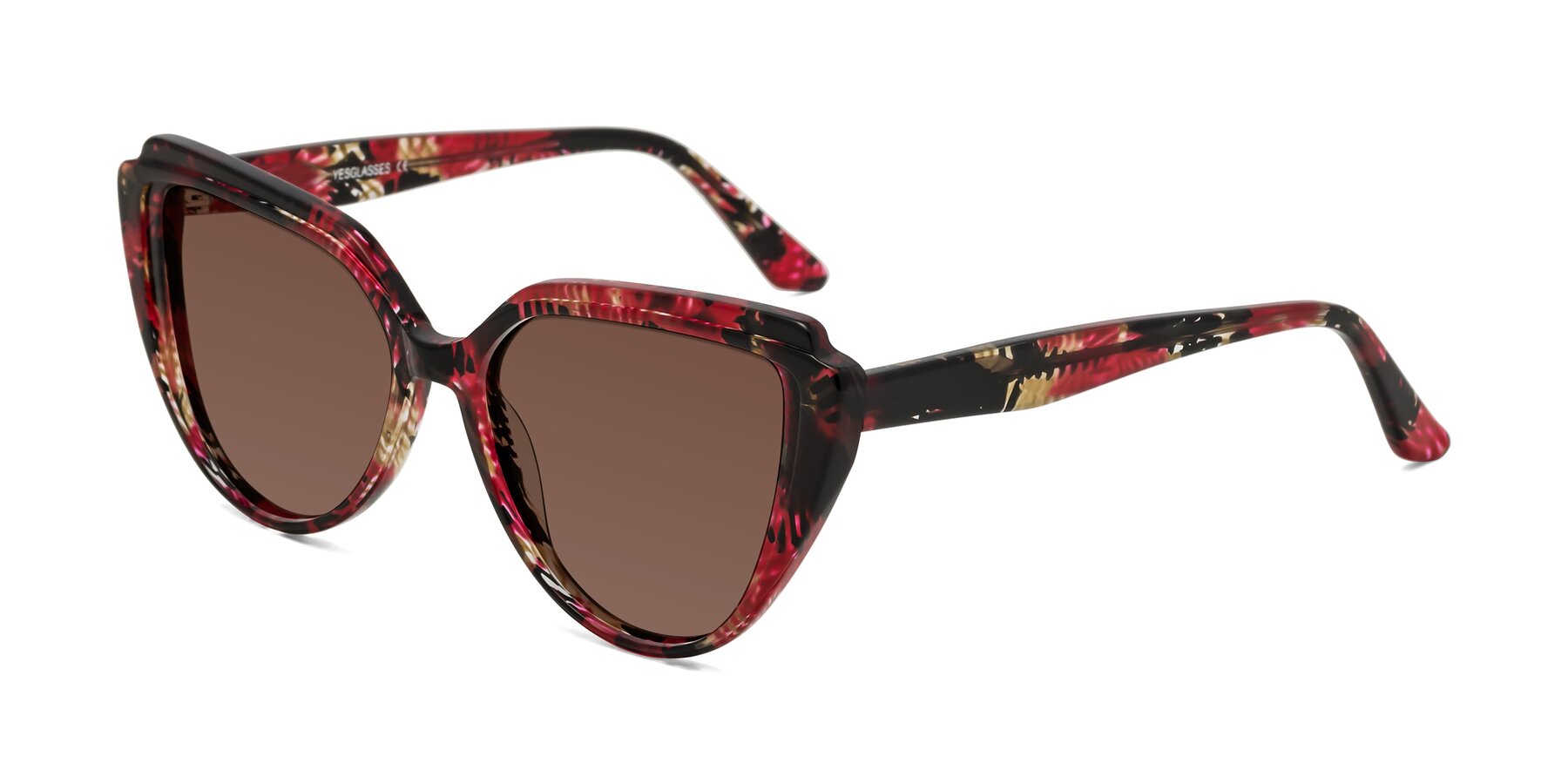 Angle of Zubar in Wine Snake Print with Brown Tinted Lenses