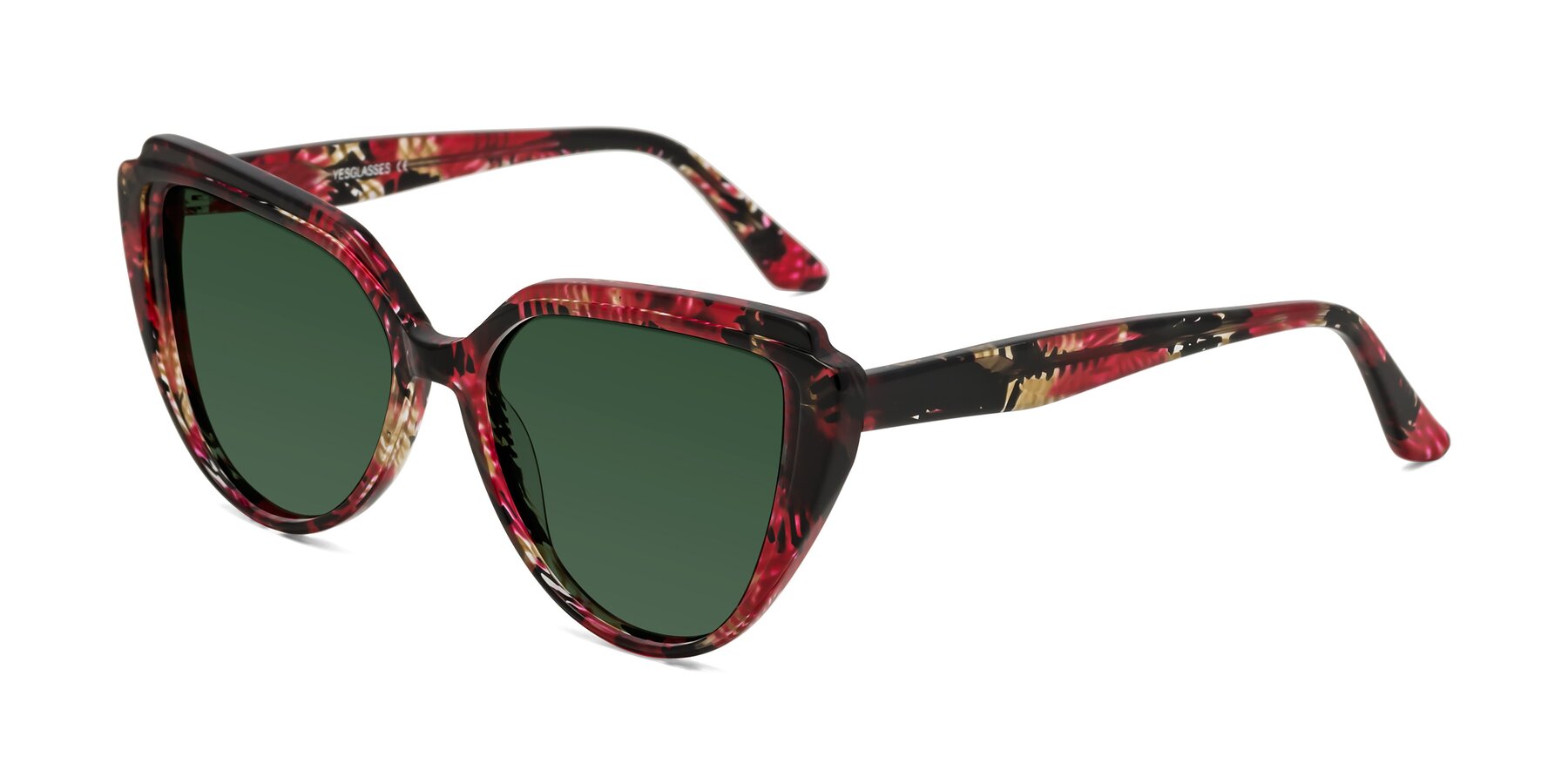 Angle of Zubar in Wine Snake Print with Green Tinted Lenses