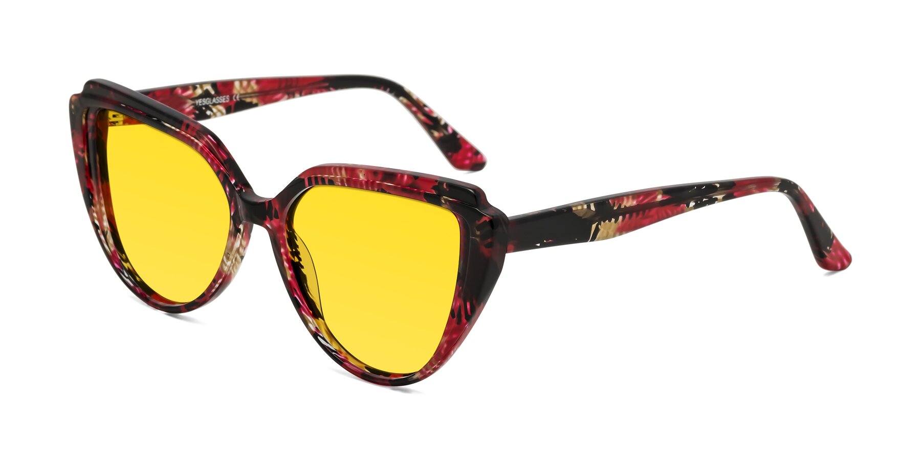 Angle of Zubar in Wine Snake Print with Yellow Tinted Lenses