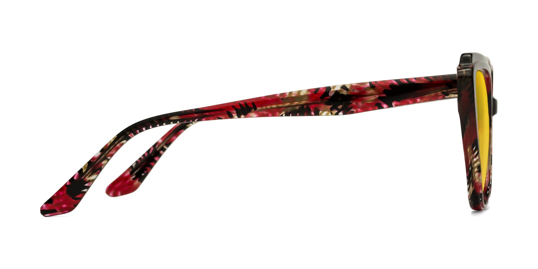 Side of Zubar in Wine Snake Print with Yellow Tinted Lenses