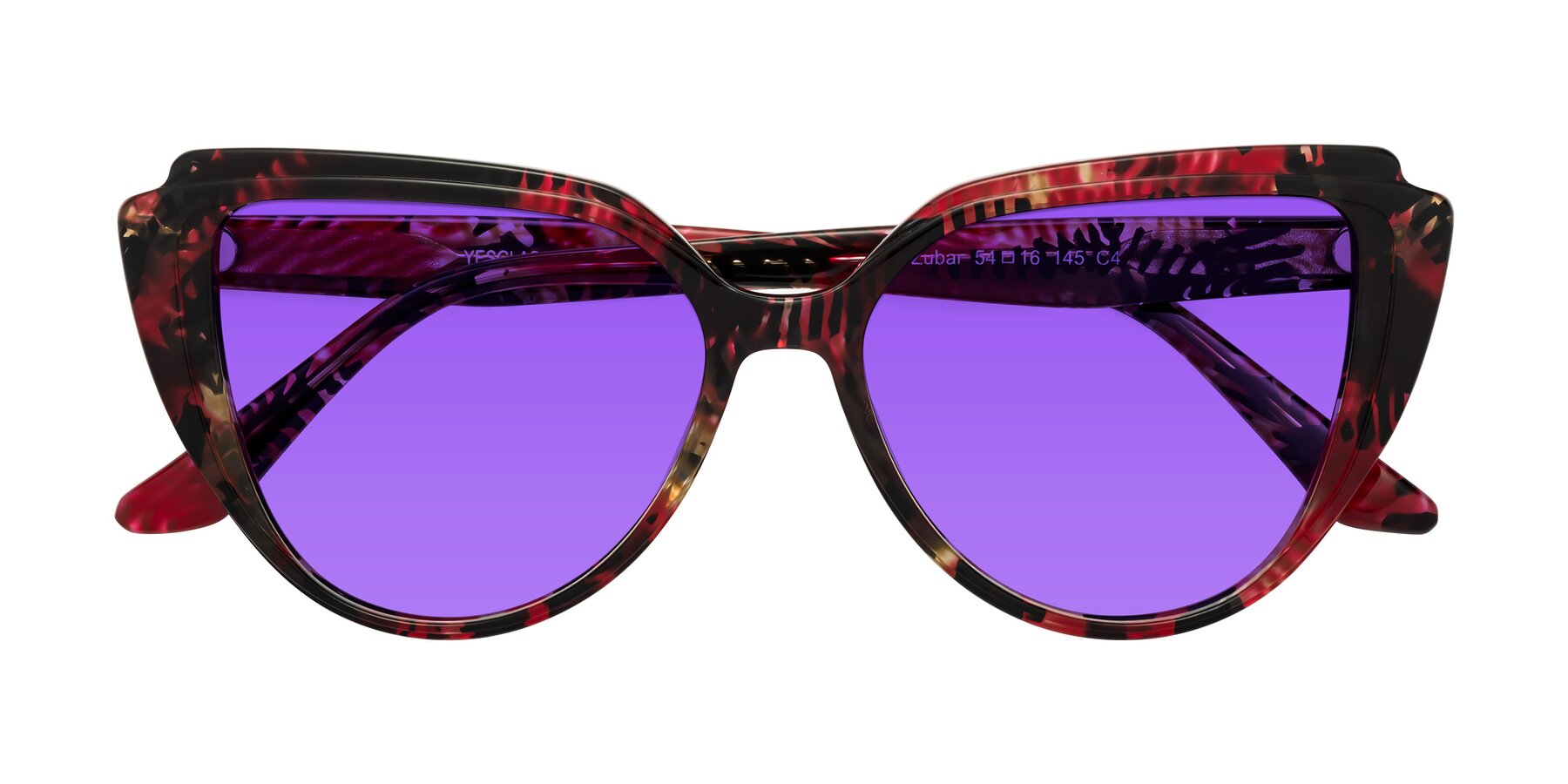 Folded Front of Zubar in Wine Snake Print with Purple Tinted Lenses