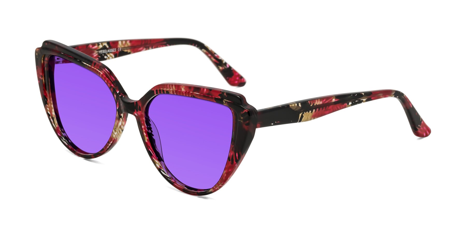 Angle of Zubar in Wine Snake Print with Purple Tinted Lenses