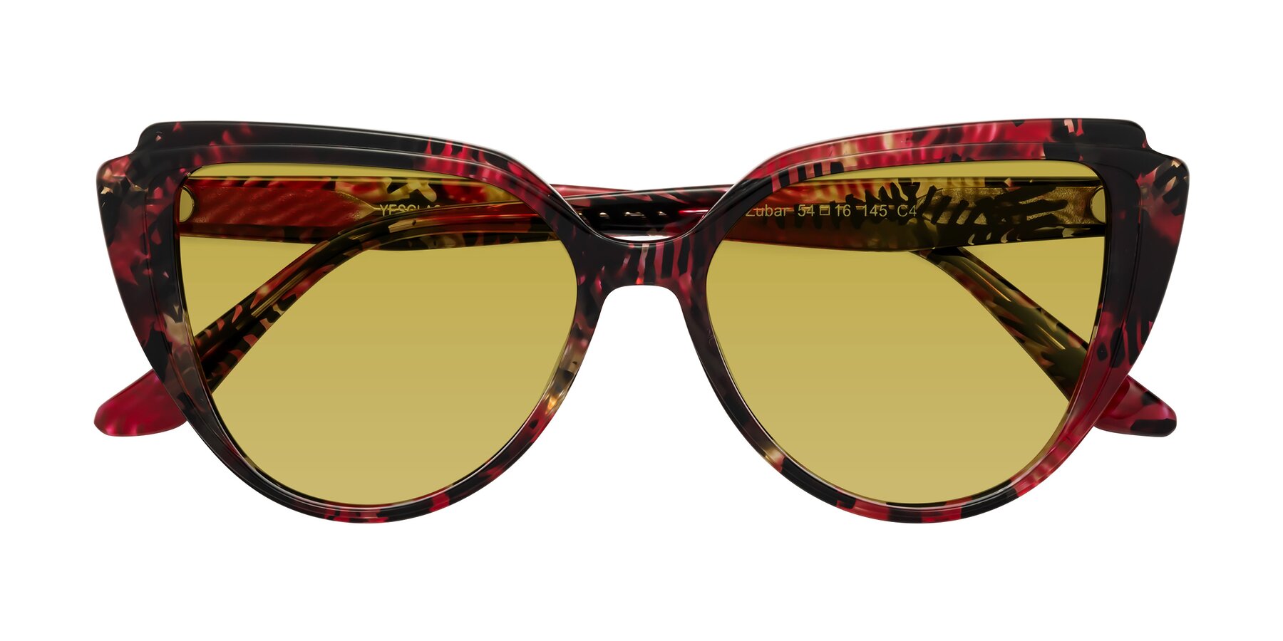 Folded Front of Zubar in Wine Snake Print with Champagne Tinted Lenses