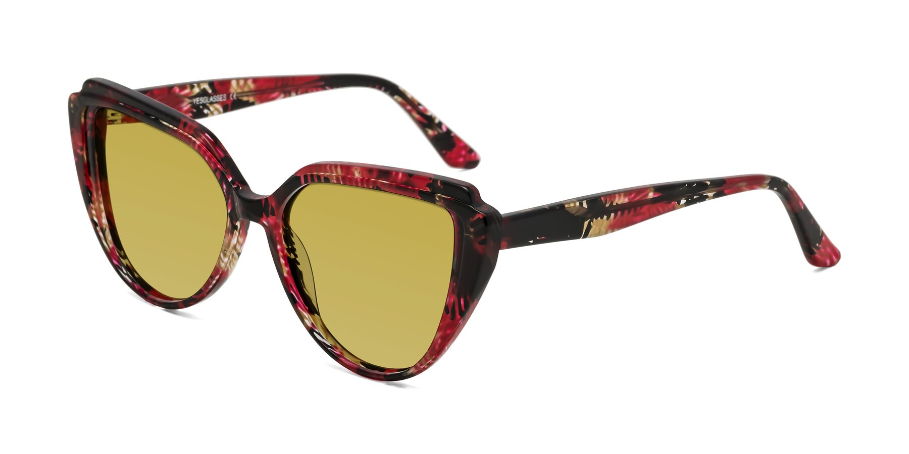 Angle of Zubar in Wine Snake Print with Champagne Tinted Lenses