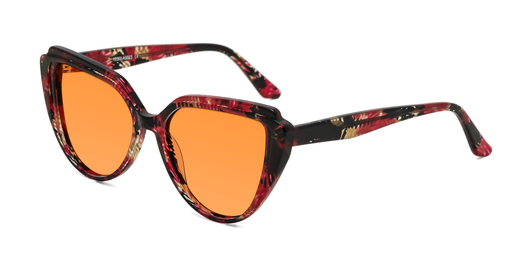 Angle of Zubar in Wine Snake Print with Orange Tinted Lenses