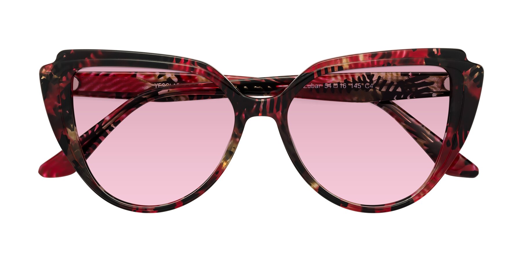 Folded Front of Zubar in Wine Snake Print with Light Wine Tinted Lenses