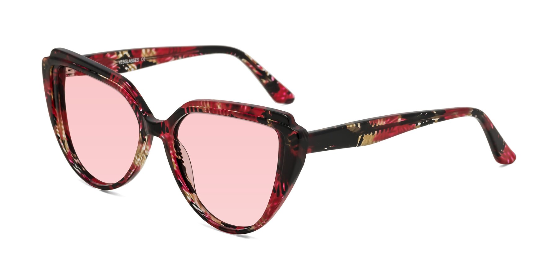 Angle of Zubar in Wine Snake Print with Light Garnet Tinted Lenses