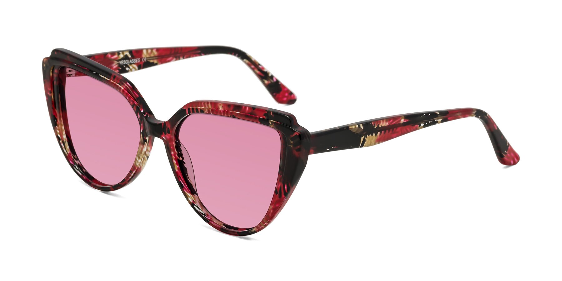 Angle of Zubar in Wine Snake Print with Medium Wine Tinted Lenses