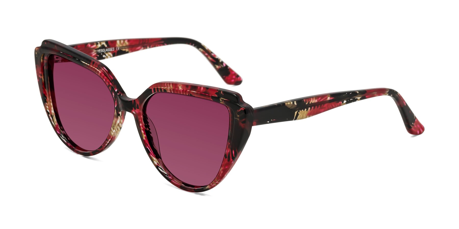 Angle of Zubar in Wine Snake Print with Wine Tinted Lenses