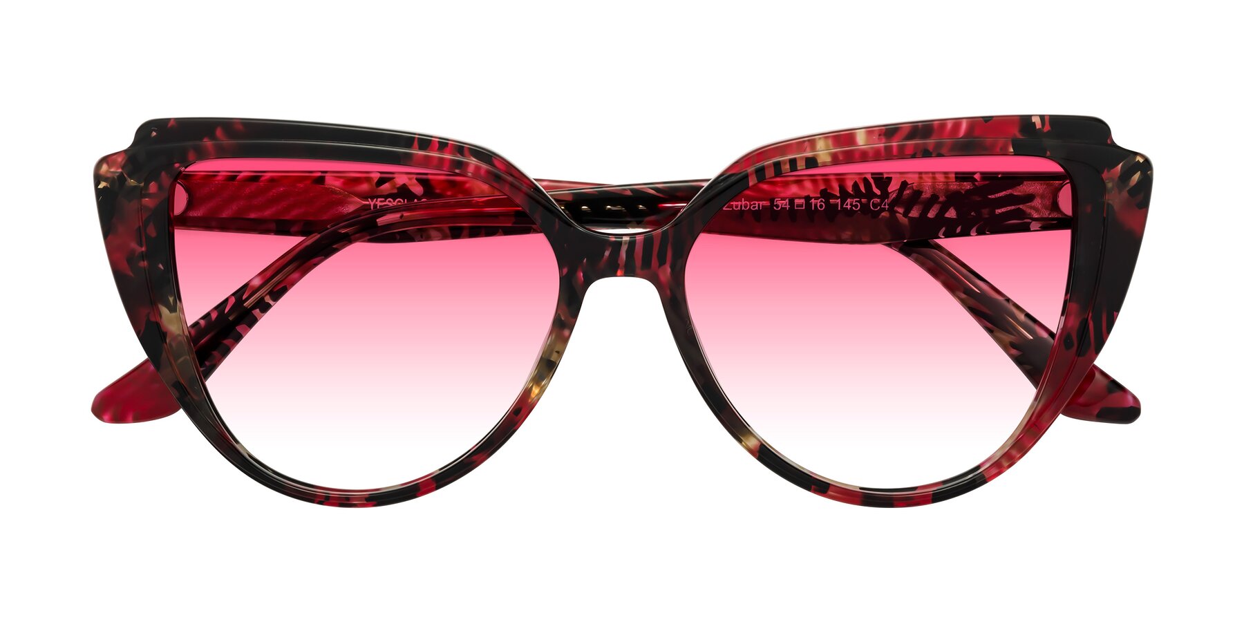 Folded Front of Zubar in Wine Snake Print with Pink Gradient Lenses