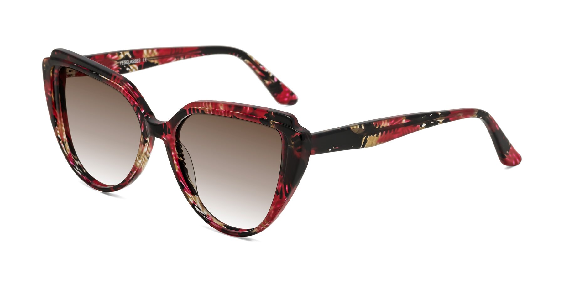 Angle of Zubar in Wine Snake Print with Brown Gradient Lenses