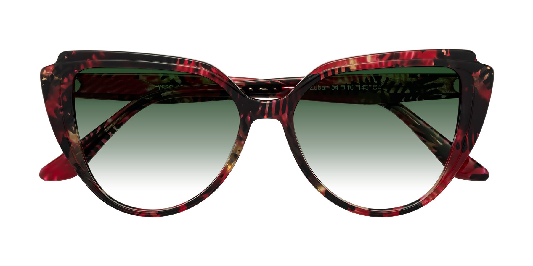 Folded Front of Zubar in Wine Snake Print with Green Gradient Lenses