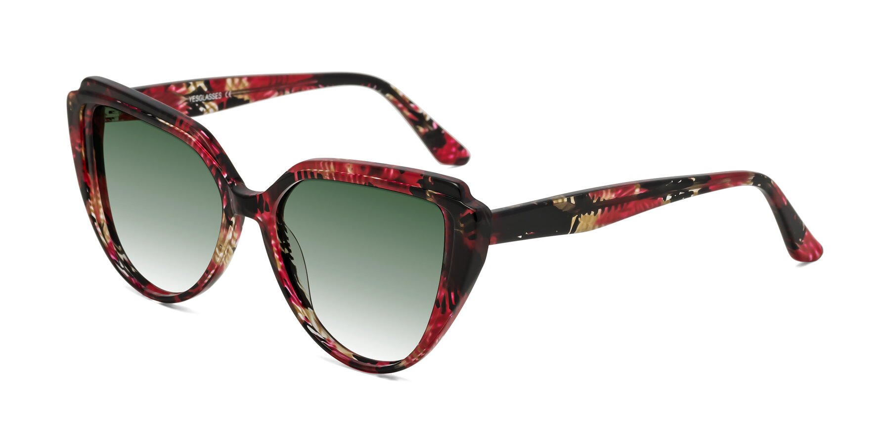 Angle of Zubar in Wine Snake Print with Green Gradient Lenses