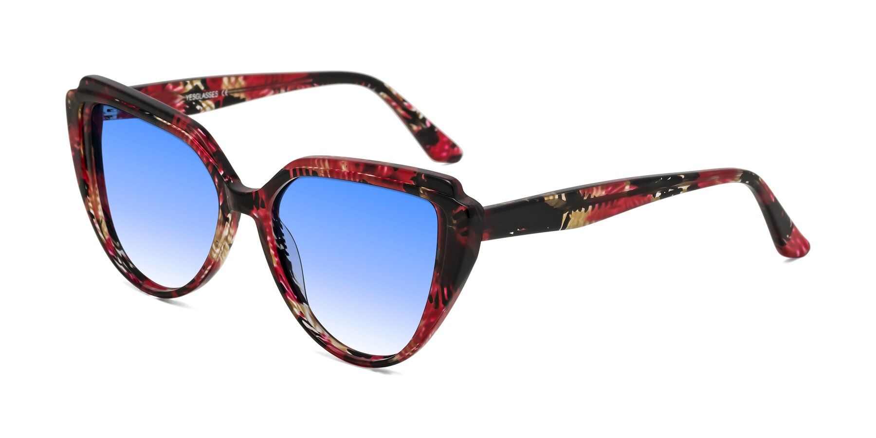 Angle of Zubar in Wine Snake Print with Blue Gradient Lenses