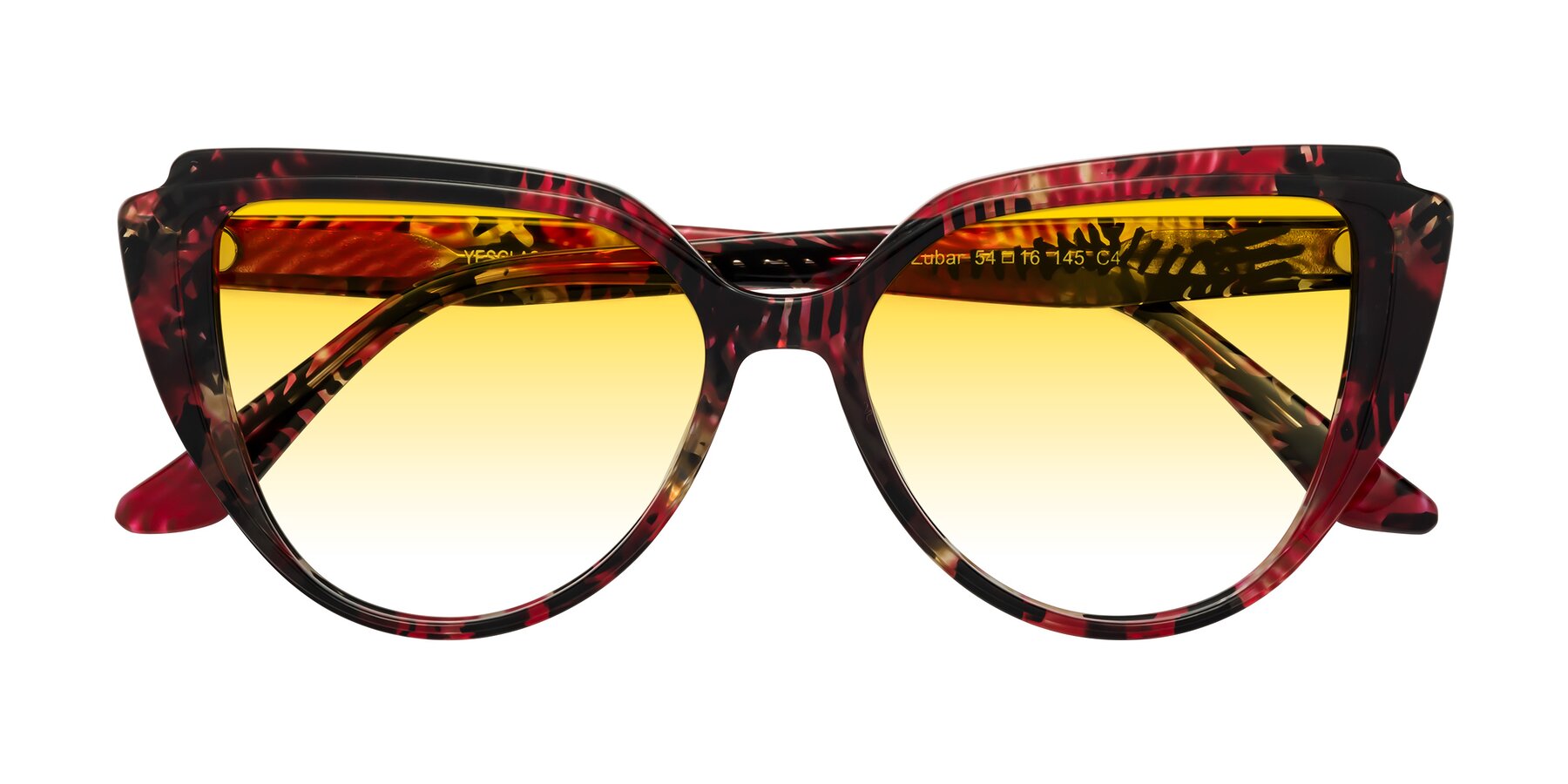 Folded Front of Zubar in Wine Snake Print with Yellow Gradient Lenses