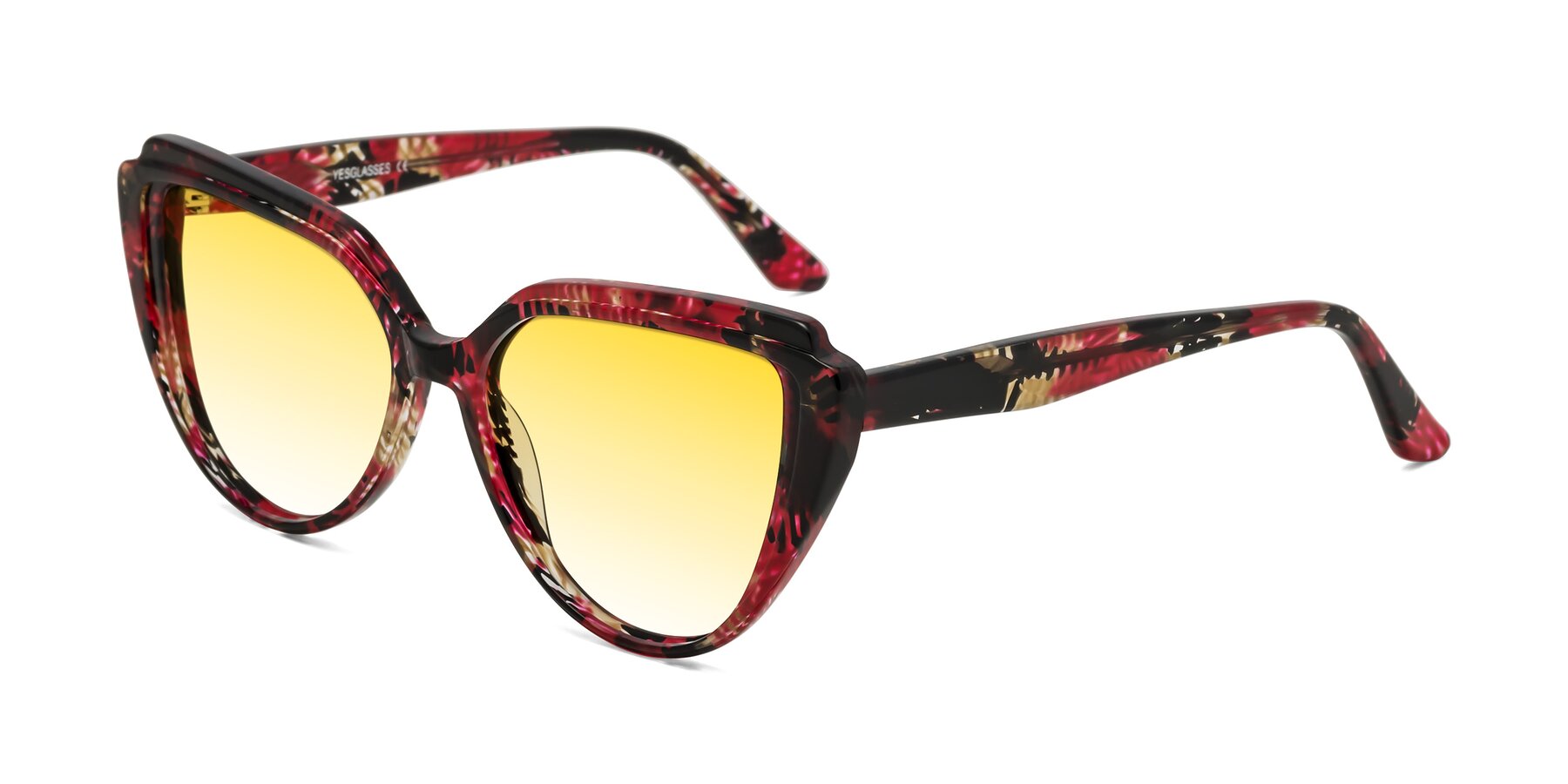 Angle of Zubar in Wine Snake Print with Yellow Gradient Lenses