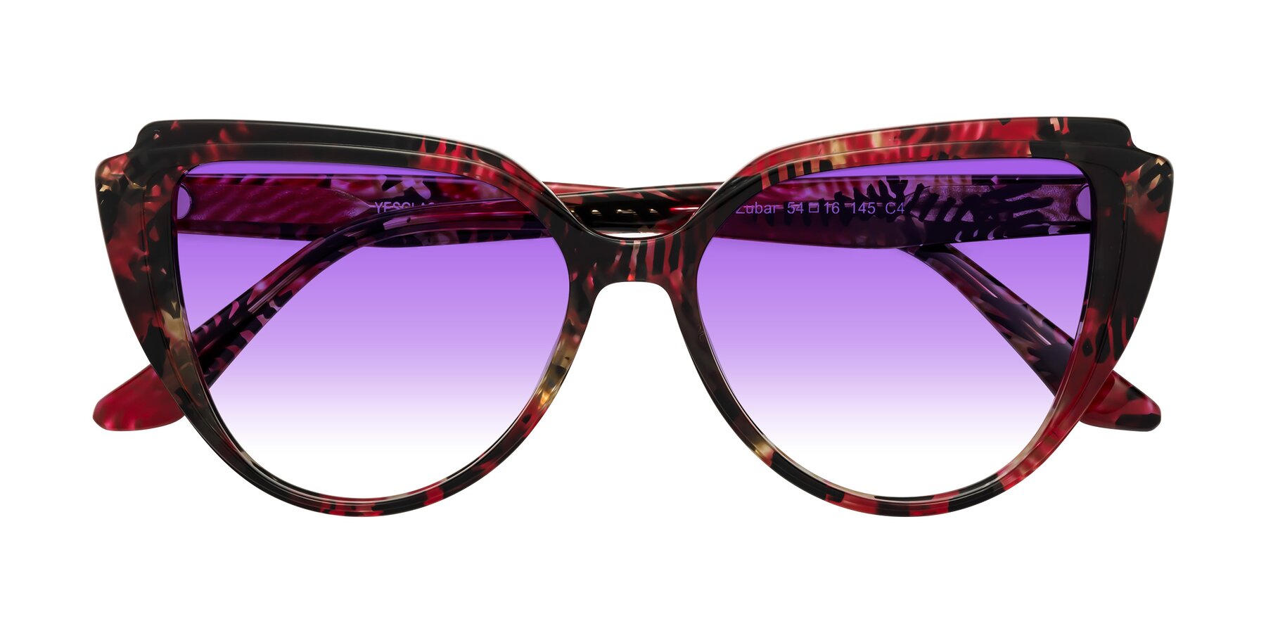 Folded Front of Zubar in Wine Snake Print with Purple Gradient Lenses