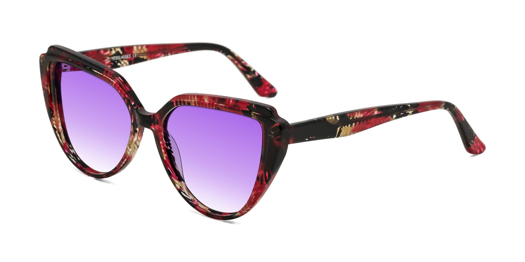 Angle of Zubar in Wine Snake Print with Purple Gradient Lenses