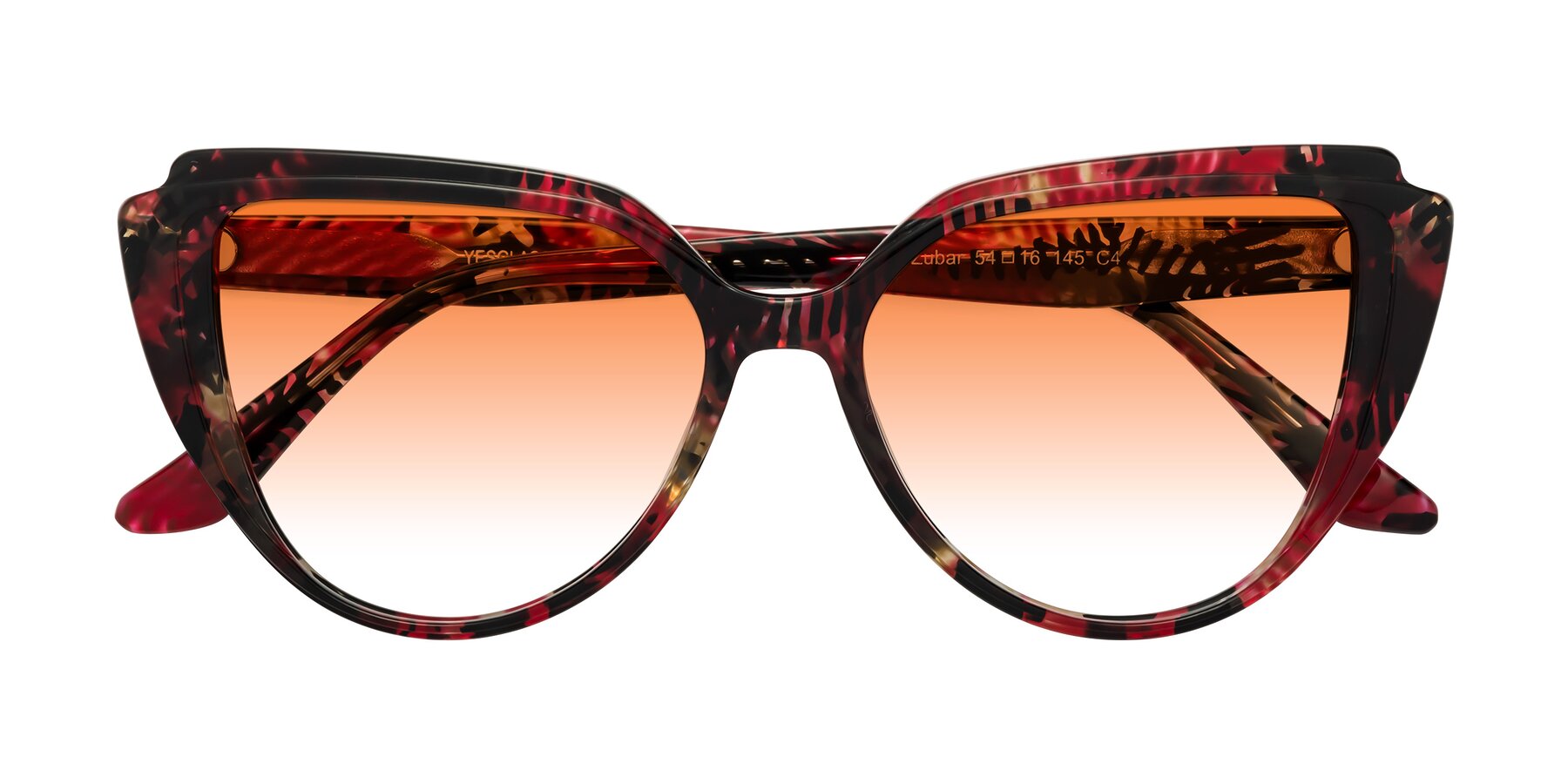 Folded Front of Zubar in Wine Snake Print with Orange Gradient Lenses