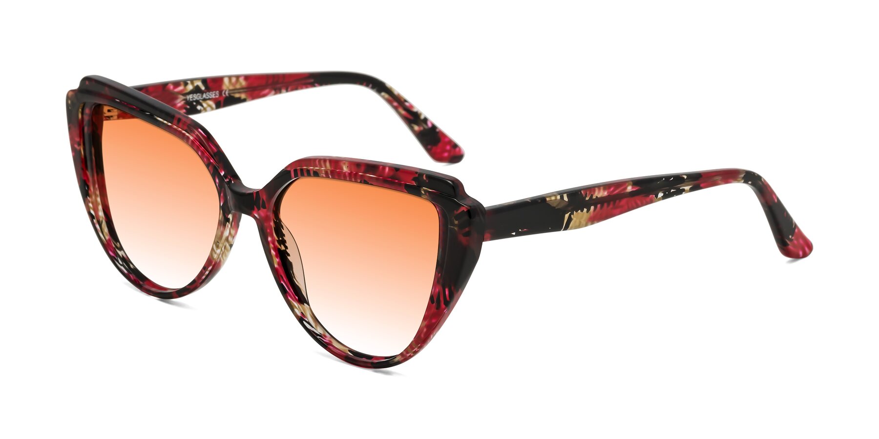 Angle of Zubar in Wine Snake Print with Orange Gradient Lenses