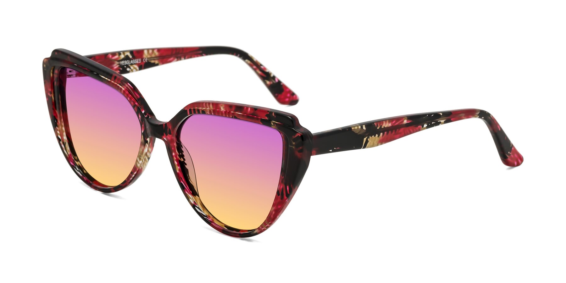 Angle of Zubar in Wine Snake Print with Purple / Yellow Gradient Lenses