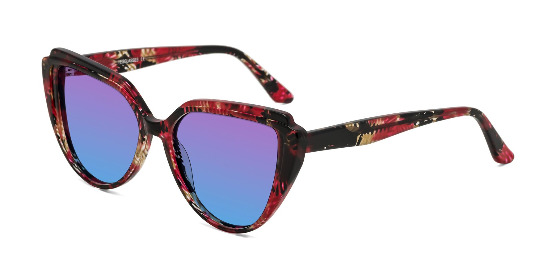 Angle of Zubar in Wine Snake Print with Purple / Blue Gradient Lenses