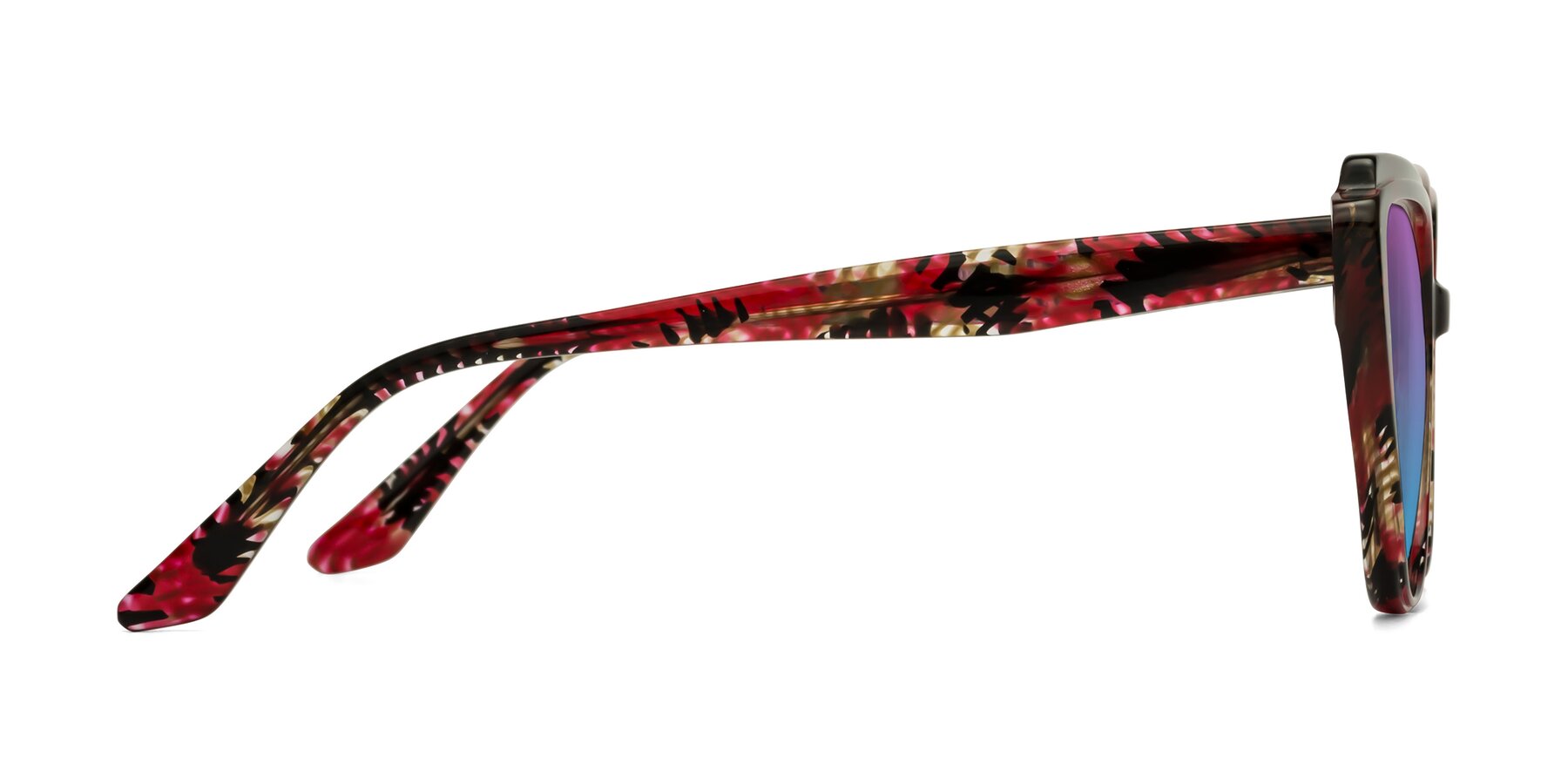 Side of Zubar in Wine Snake Print with Purple / Blue Gradient Lenses