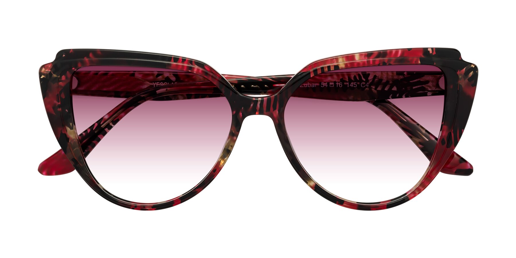 Folded Front of Zubar in Wine Snake Print with Wine Gradient Lenses