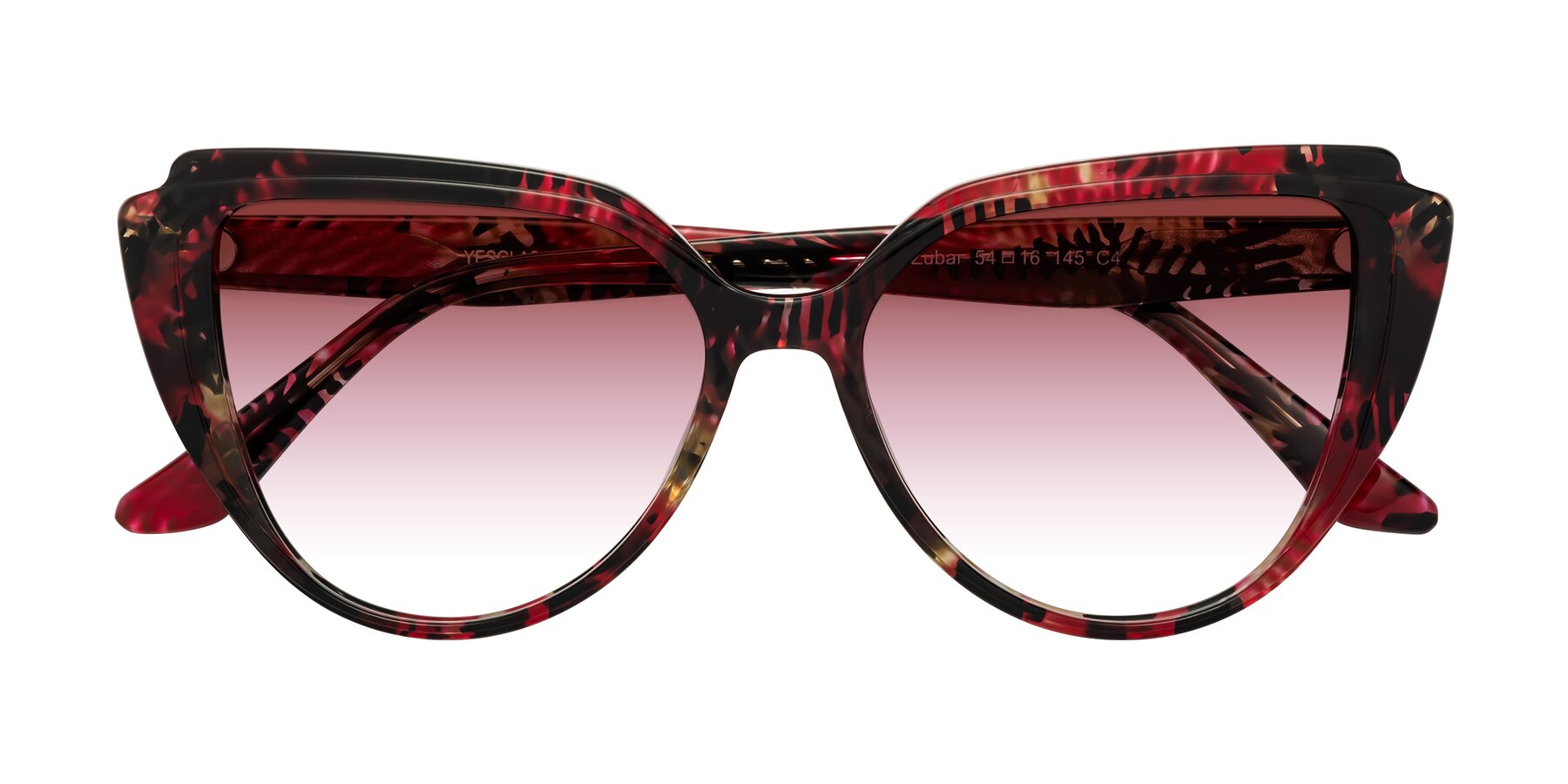 Folded Front of Zubar in Wine Snake Print with Garnet Gradient Lenses