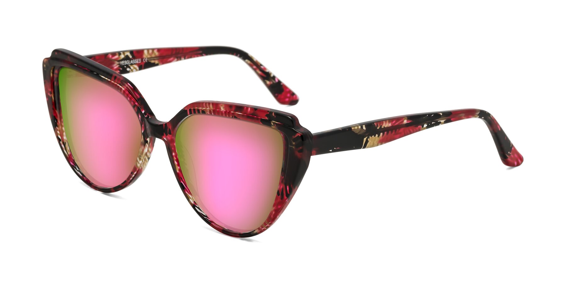 Angle of Zubar in Wine Snake Print with Pink Mirrored Lenses