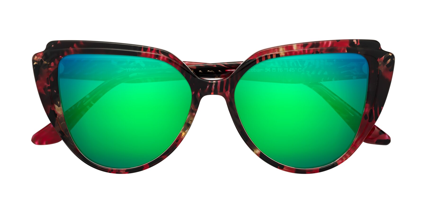Folded Front of Zubar in Wine Snake Print with Green Mirrored Lenses