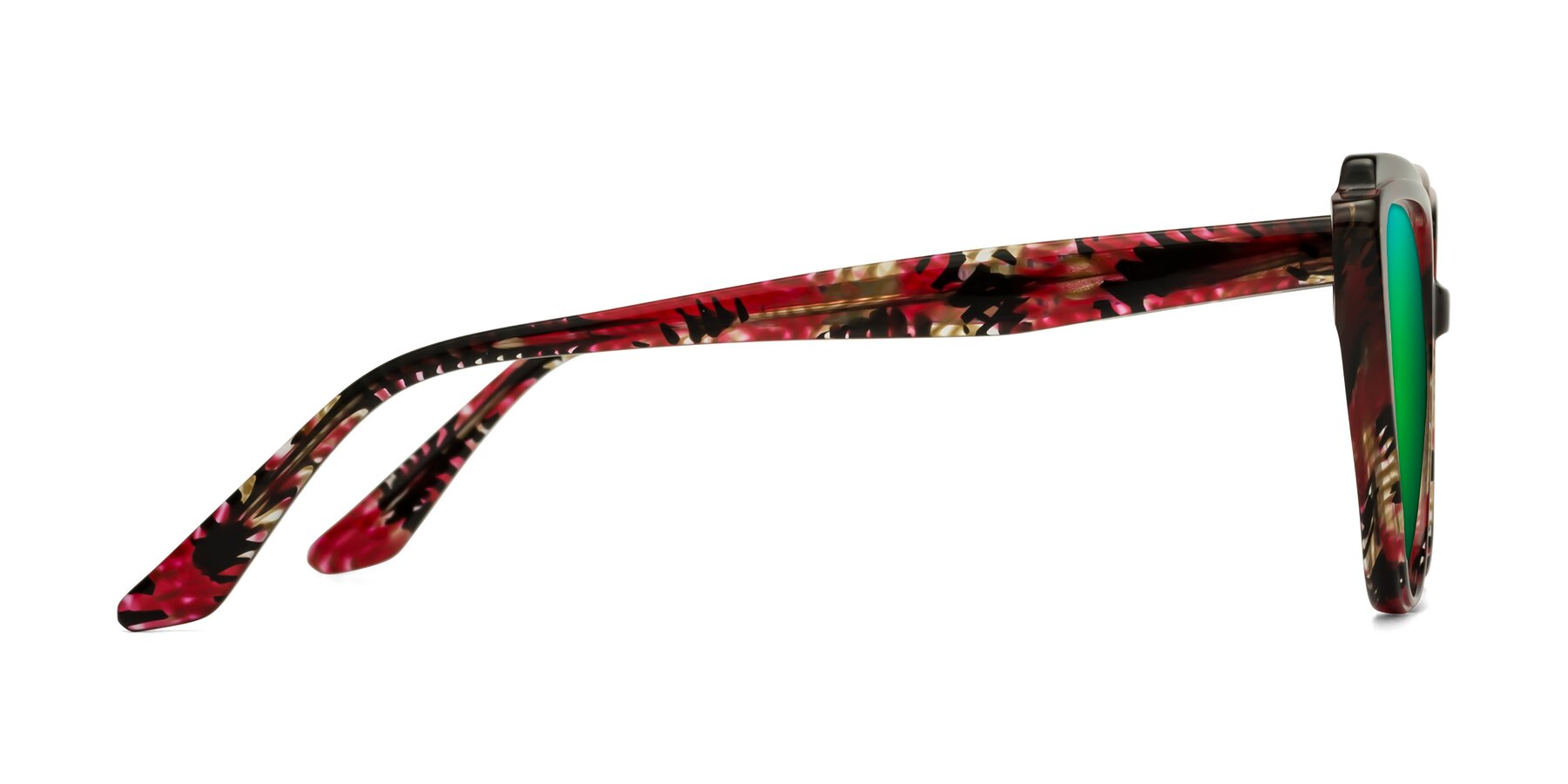 Side of Zubar in Wine Snake Print with Green Mirrored Lenses