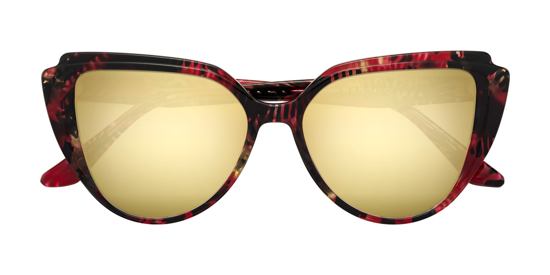Folded Front of Zubar in Wine Snake Print with Gold Mirrored Lenses