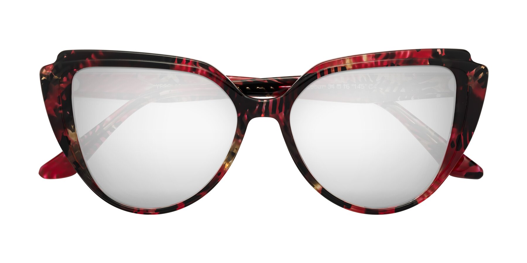 Folded Front of Zubar in Wine Snake Print with Silver Mirrored Lenses