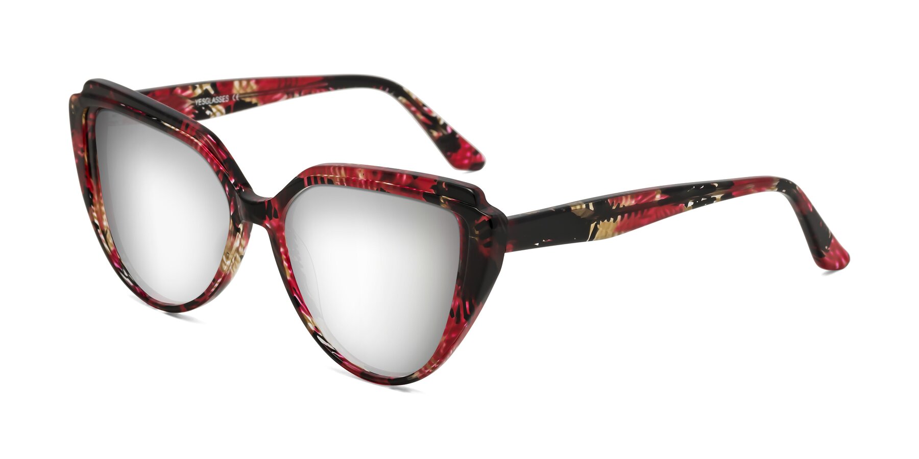 Angle of Zubar in Wine Snake Print with Silver Mirrored Lenses