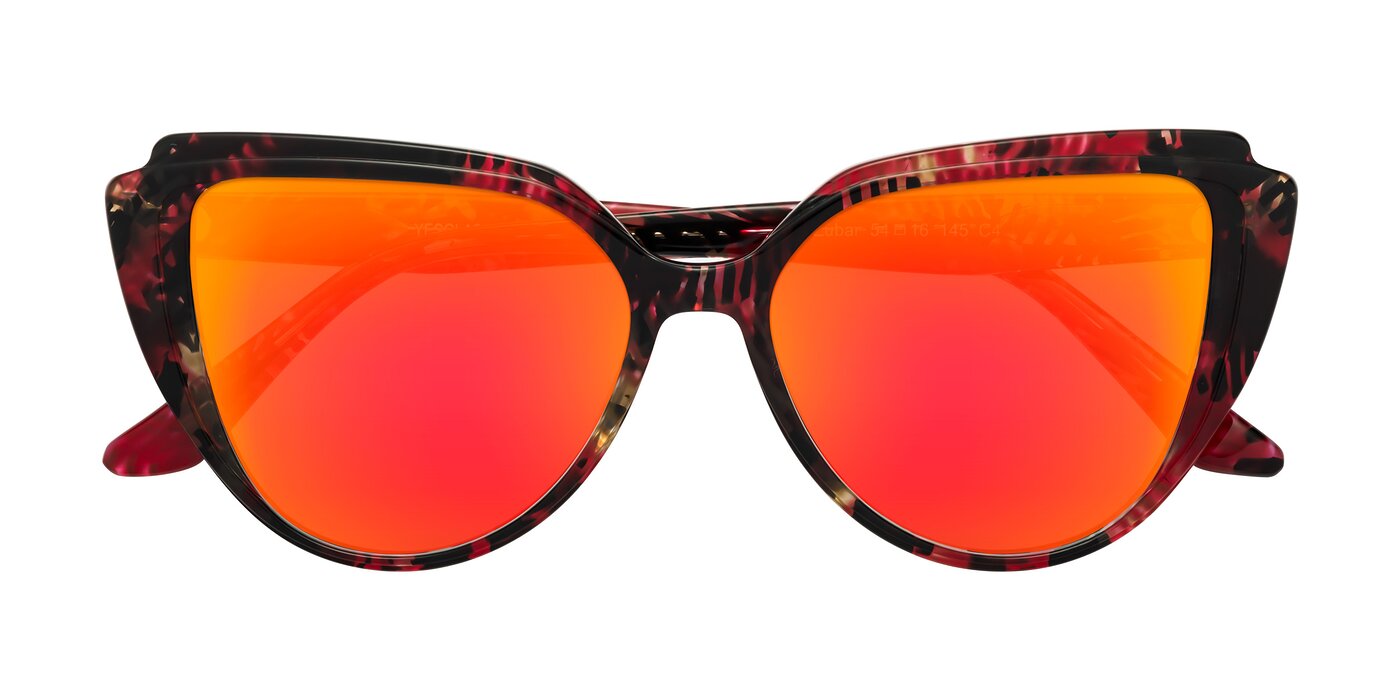Zubar - Wine Snake Print Flash Mirrored Sunglasses