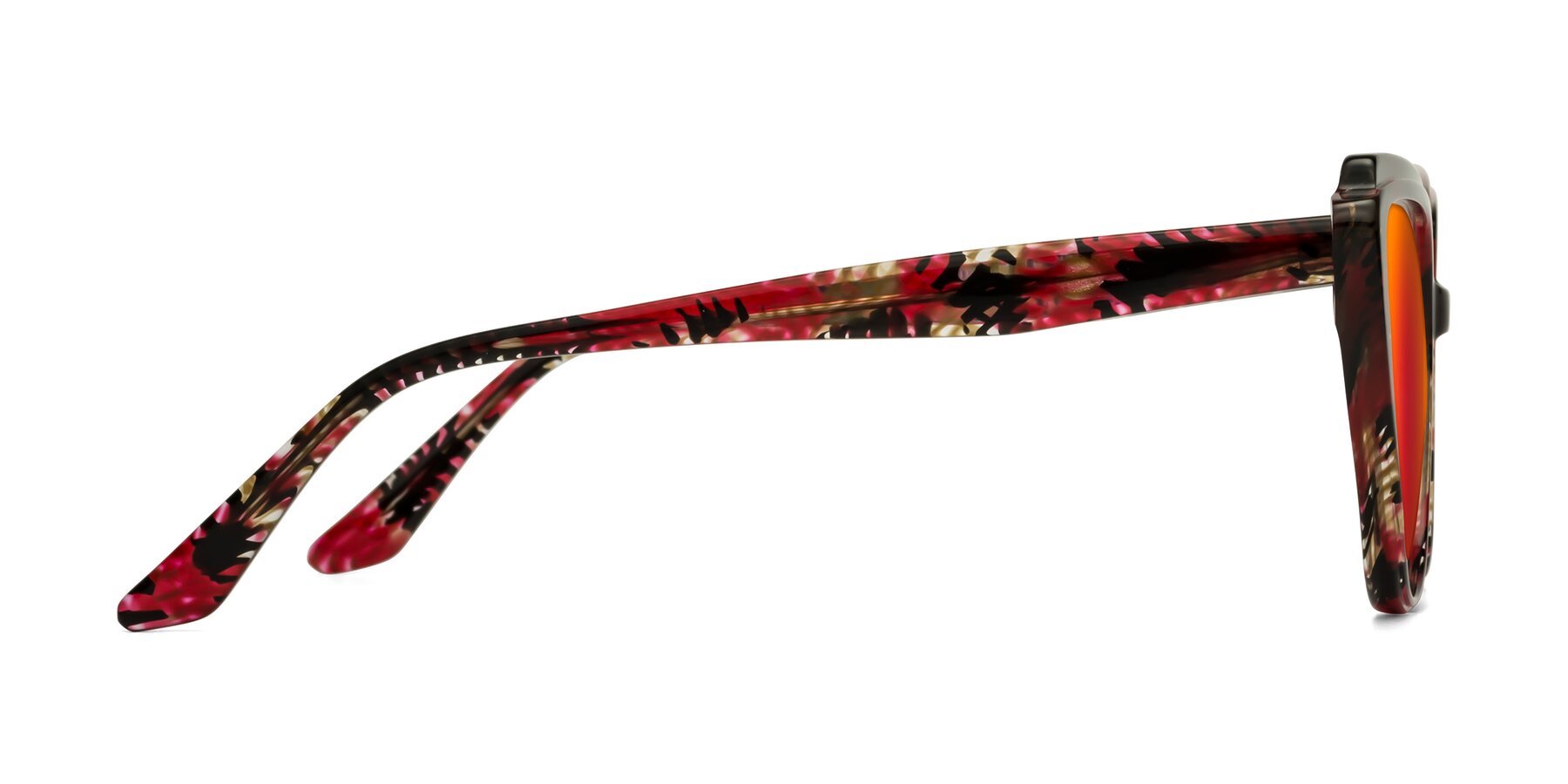 Side of Zubar in Wine Snake Print with Red Gold Mirrored Lenses