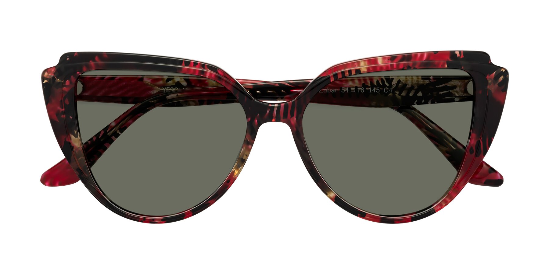 Folded Front of Zubar in Wine Snake Print with Gray Polarized Lenses