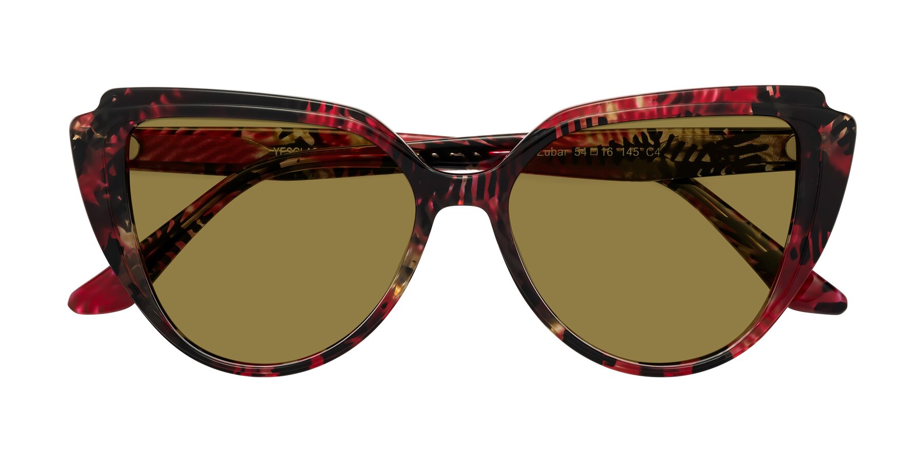 Folded Front of Zubar in Wine Snake Print with Brown Polarized Lenses