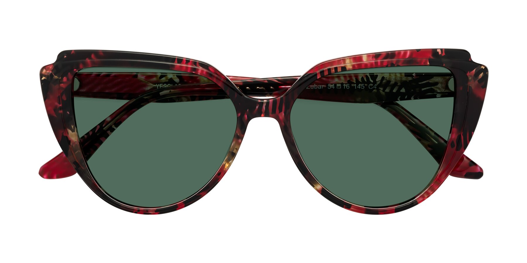 Folded Front of Zubar in Wine Snake Print with Green Polarized Lenses