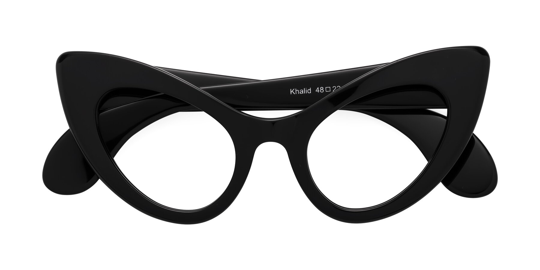 Folded Front of Khalid in Black with Clear Eyeglass Lenses