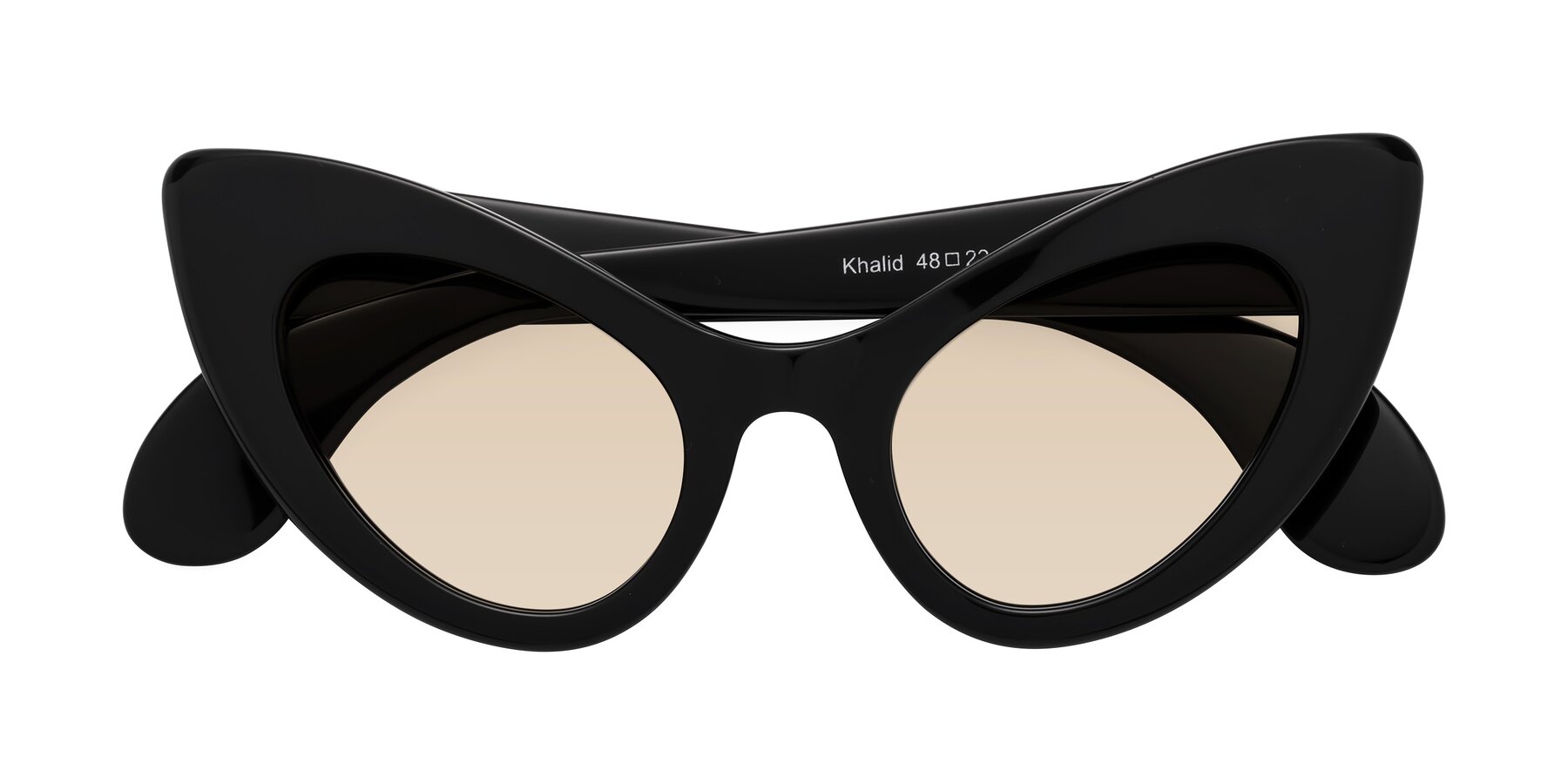 Folded Front of Khalid in Black with Light Brown Tinted Lenses
