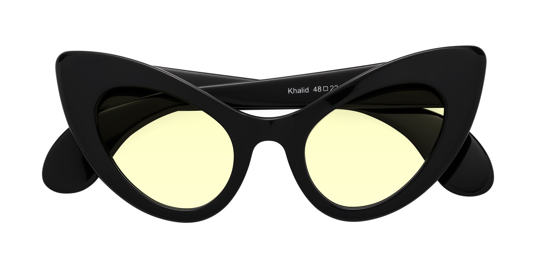 Folded Front of Khalid in Black with Light Yellow Tinted Lenses